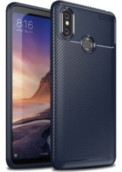 Jopus Xioami Redmi Note 6 Pro Kılıf Karbon Desenli Lux Negro Silikon - Lacivert + Nano Ekran Koruyucu