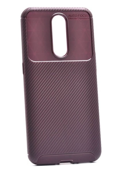 Jopus Oppo Rx17 Pro Kılıf Karbon Desenli Lux Negro Silikon - Kahverengi + Nano Ekran Koruyucu
