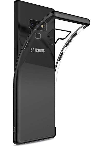 Jopus Samsung Galaxy Note 9 Dört Köşe Renkli Şeffaf Lazer Silikon - Siyah
