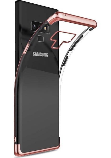 Jopus Samsung Galaxy Note 9 Dört Köşe Renkli Şeffaf Lazer Silikon - Rose