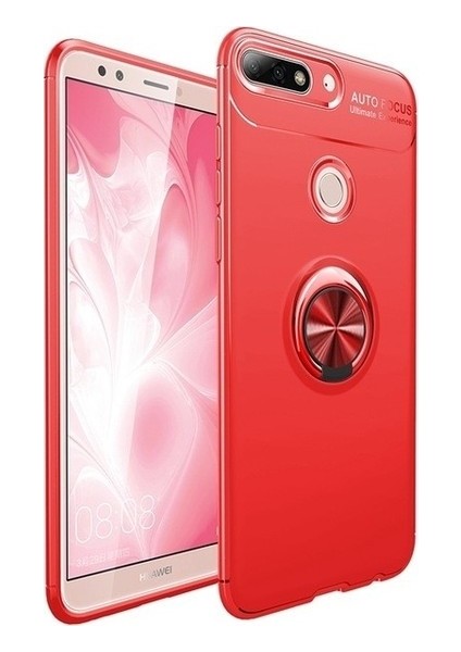 Jopus Xioami Mi 8 Lite Kılıf Ultra Korumalı Yüzüklü Standlı Ravel Silikon - Kırmızı + Cam Ekran Koruyucu