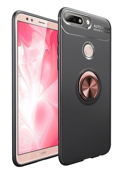 Jopus Xioami Mi 8 Lite Kılıf Ultra Korumalı Yüzüklü Standlı Ravel Silikon - Siyah Rose + Cam Ekran Koruyucu