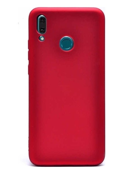 Jopus Huawei Y9 2019 Mat Premium Silikon Kılıf - Kırmızı + Cam Ekran Koruyucu