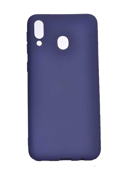 Jopus Samsung Galaxy M20 Mat Premium Silikon Kılıf - Lacivert + Cam Ekran Koruyucu