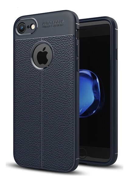 Jopus Apple iPhone 7 Kılıf Deri Desenli Lüx Niss Silikon - Lacivert