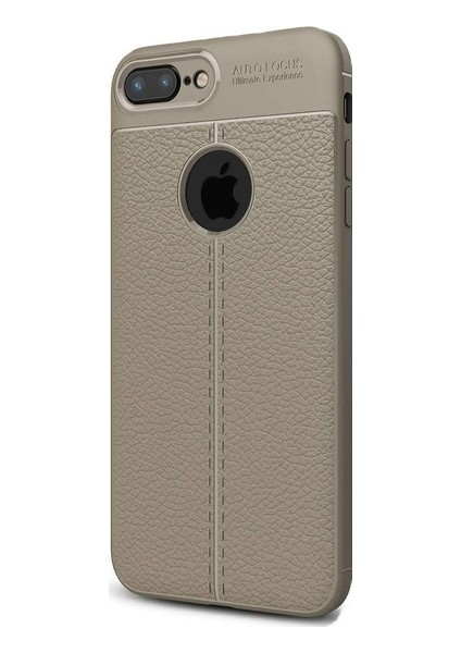 Jopus Apple iPhone 8 Plus Kılıf Deri Desenli Lüx Niss Silikon - Gri