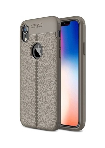 Jopus Apple iPhone XR Kılıf Deri Desenli Lüx Niss Silikon - Gri