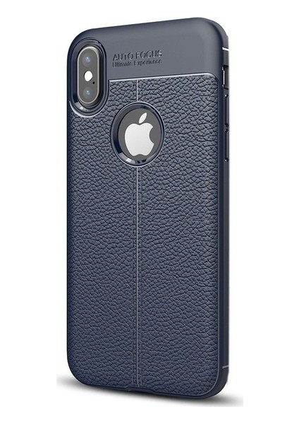 Jopus Apple iPhone XS Max Kılıf Deri Desenli Lüx Niss Silikon - Lacivert