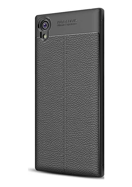 Jopus Sony Xperia XA1 Plus Kılıf Deri Desenli Lüx Niss Silikon - Siyah