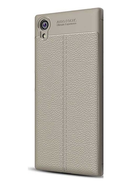 Jopus Sony Xperia XA1 Plus Kılıf Deri Desenli Lüx Niss Silikon - Gri