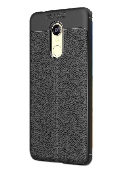 Jopus Xioami Redmi 5 Plus Kılıf Deri Desenli Lüx Niss Silikon - Siyah