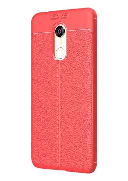 Jopus Xioami Redmi 5 Kılıf Deri Desenli Lüx Niss Silikon - Kırmızı