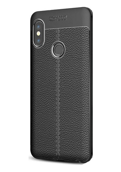 Jopus Xioami Redmi Note 5 Pro Kılıf Deri Desenli Lüx Niss Silikon - Siyah