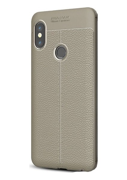 Jopus Xioami Redmi Note 5 Pro Kılıf Deri Desenli Lüx Niss Silikon - Gri