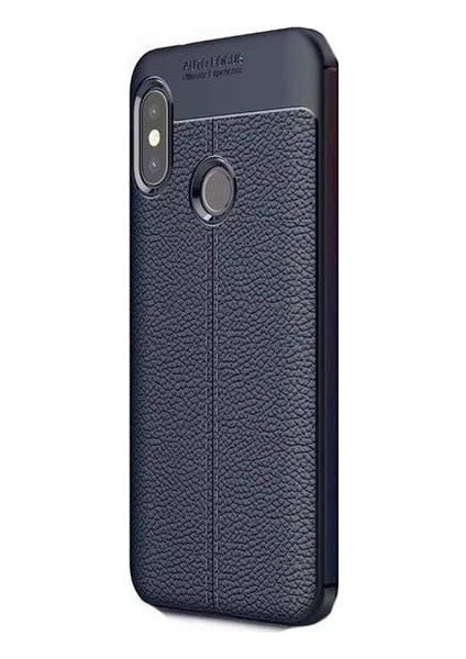 Jopus Xioami Mi A2 - 6X Kılıf Deri Desenli Lüx Niss Silikon - Lacivert