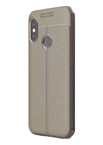 Jopus Xioami Mi Max 3 Kılıf Deri Desenli Lüx Niss Silikon - Gri