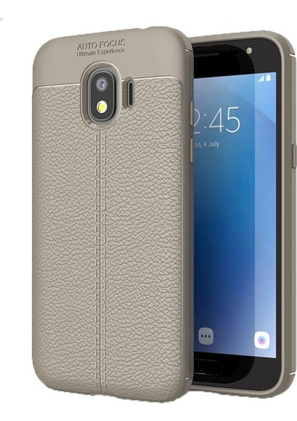 Jopus Samsung Galaxy J2 Pro Kılıf Deri Desenli Lüx Niss Silikon - Gri