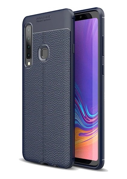 Jopus Samsung Galaxy A9 2018 Kılıf Deri Desenli Lüx Niss Silikon - Lacivert