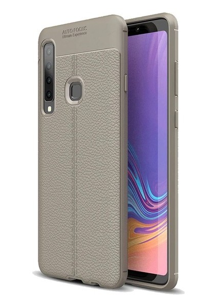 Jopus Samsung Galaxy A9 2018 Kılıf Deri Desenli Lüx Niss Silikon - Gri