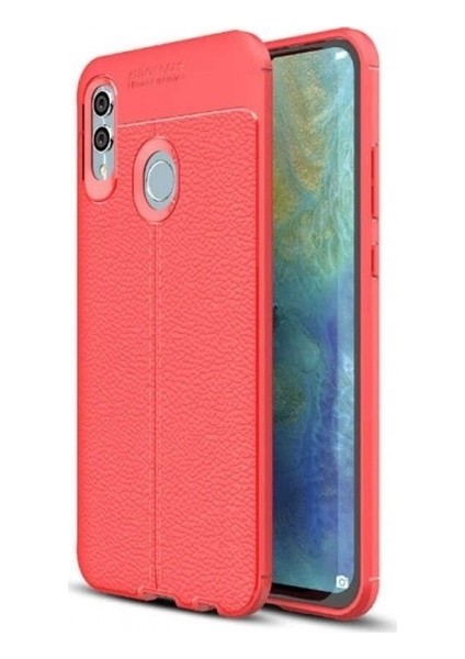 Jopus Huawei P Smart 2019 Kılıf Deri Desenli Lüx Niss Silikon - Kırmızı