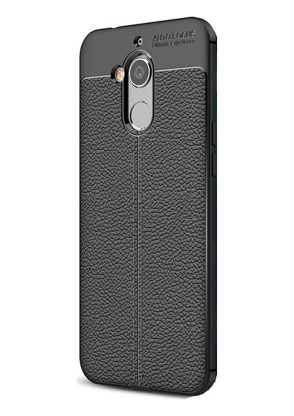 Jopus General Mobile GM 8 Kılıf Deri Desenli Lüx Niss Silikon - Siyah