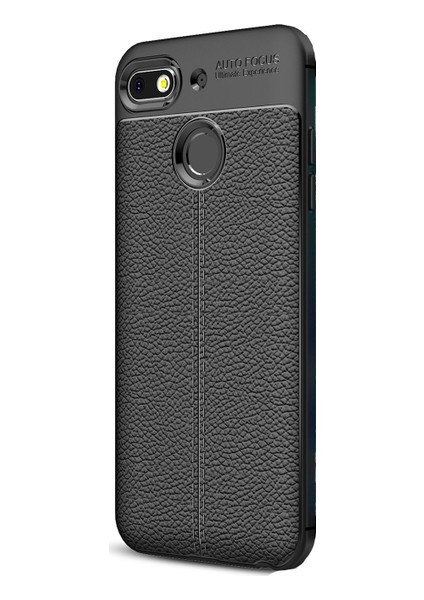 Jopus General Mobile GM 8 Go Kılıf Deri Desenli Lüx Niss Silikon - Siyah