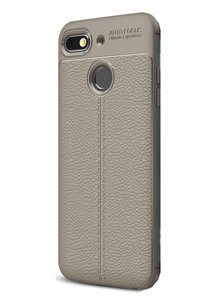 Jopus General Mobile GM 8 Go Kılıf Deri Desenli Lüx Niss Silikon - Gri