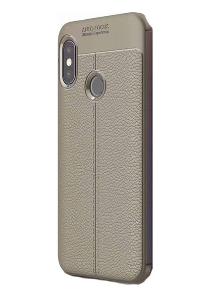 Jopus Xioami Mi A2 - 6X Kılıf Deri Desenli Lüx Niss Silikon - Gri + Cam Ekran Koruyucu