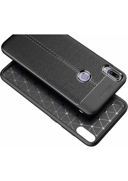 Jopus One Plus 5 Kılıf Deri Desenli Lüx Niss Silikon - Gri + Cam Ekran Koruyucu