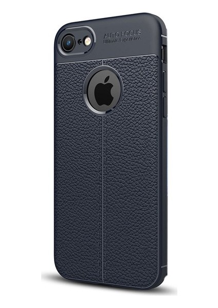 Jopus Apple iPhone 6 Plus Kılıf Deri Desenli Lüx Niss Silikon - Lacivert + Nano Ekran Koruyucu