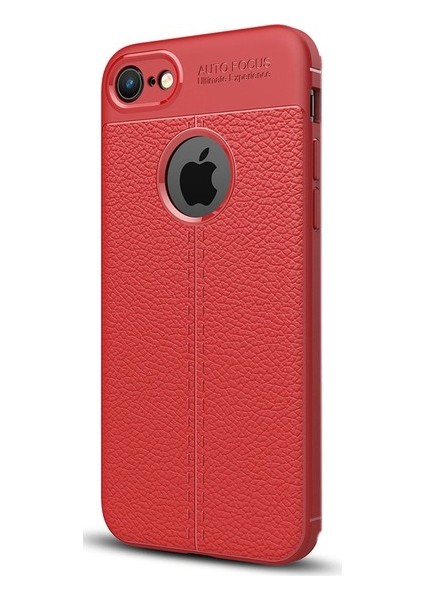 Jopus Apple iPhone 6 Plus Kılıf Deri Desenli Lüx Niss Silikon - Kırmızı + Nano Ekran Koruyucu
