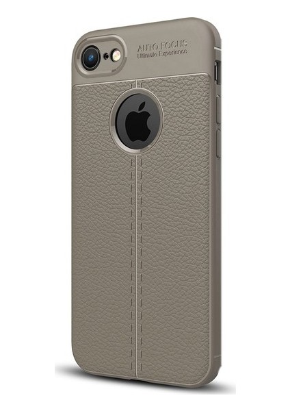 Jopus Apple iPhone 6 Plus Kılıf Deri Desenli Lüx Niss Silikon - Gri + Nano Ekran Koruyucu