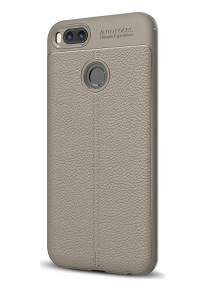 Jopus Xioami Mi A1 - 5X Kılıf Deri Desenli Lüx Niss Silikon - Gri + Nano Ekran Koruyucu