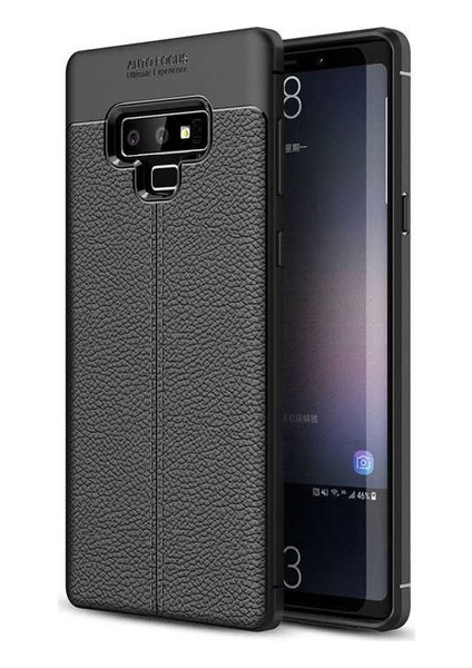 Jopus Samsung Galaxy Note 9 Kılıf Deri Desenli Lüx Niss Silikon - Siyah + Pet Ekran Koruyucu