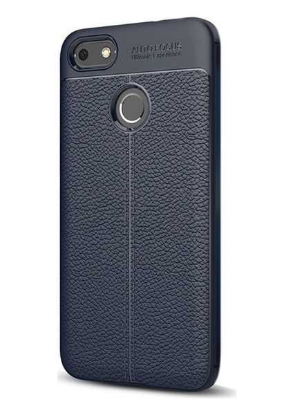 Jopus Huawei P9 Lite Mini Kılıf Deri Desenli Lüx Niss Silikon - Lacivert + Nano Ekran Koruyucu