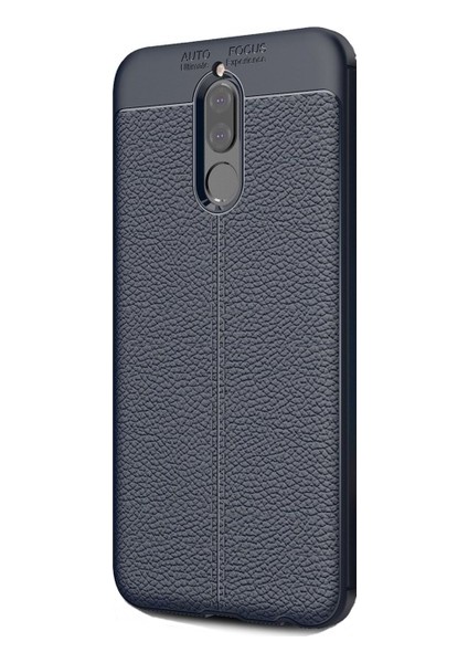 Jopus Huawei Mate 10 Lite Kılıf Deri Desenli Lüx Niss Silikon - Lacivert + Nano Ekran Koruyucu