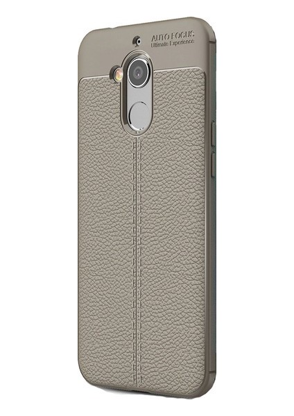 Jopus General Mobile GM 8 Kılıf Deri Desenli Lüx Niss Silikon - Gri + Nano Ekran Koruyucu