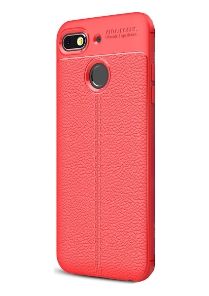 Jopus General Mobile GM 8 Go Kılıf Deri Desenli Lüx Niss Silikon - Kırmızı + Nano Ekran Koruyucu