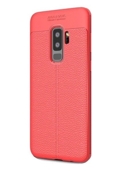 Jopus Samsung Galaxy S9 Plus Kılıf Deri Desenli Lüx Niss Silikon - Kırmızı + 5D Nano Ekran Koruyucu
