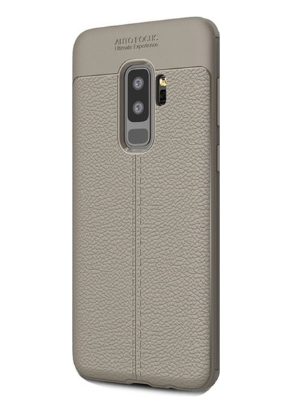 Jopus Samsung Galaxy S9 Plus Kılıf Deri Desenli Lüx Niss Silikon - Gri + 5D Nano Ekran Koruyucu