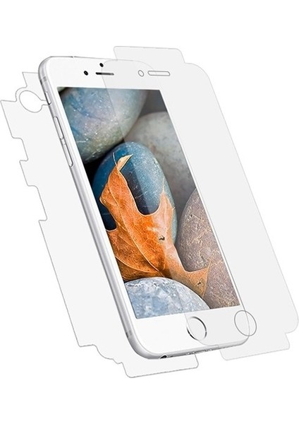 Jopus Apple iPhone 6 - 6S Kılıf Deri Desenli Lüx Niss Silikon - Gri + Full Body Ekran Koruyucu (Ön - Arka)
