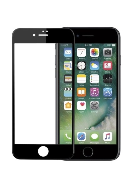 Jopus Apple iPhone 8 5D Nano Tam Kaplayan Ekran Koruyucu - Siyah + Şeffaf Silikon Kılıf