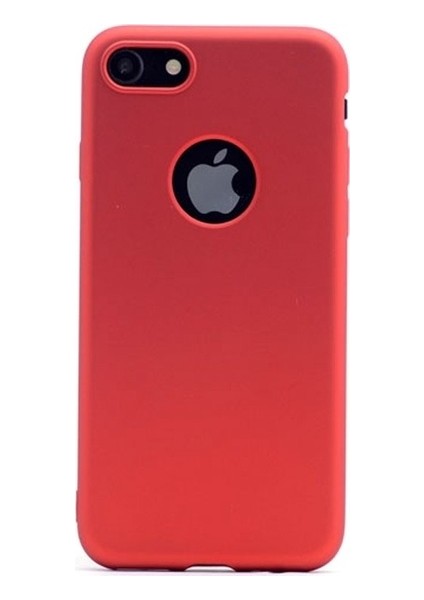 Jopus Apple iPhone 8 Kılıf Ultra İnce Mat Silikon - Kırmızı + 5D Nano Ekran Koruyucu Beyaz
