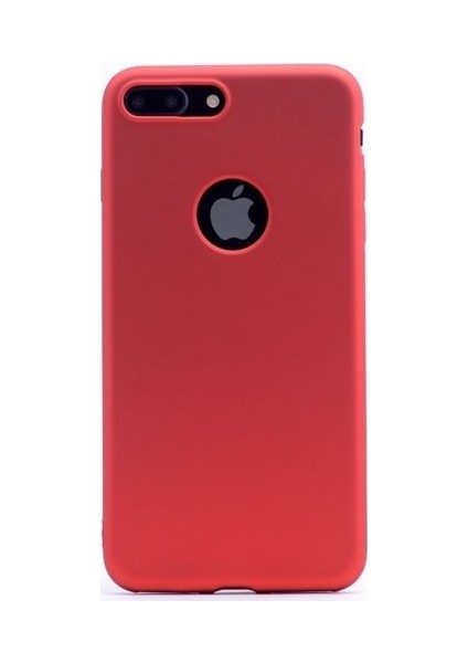 Jopus Apple iPhone 7 Plus Ultra İnce Mat Silikon - Kırmızı + 5D Nano Ekran Koruyucu Beyaz