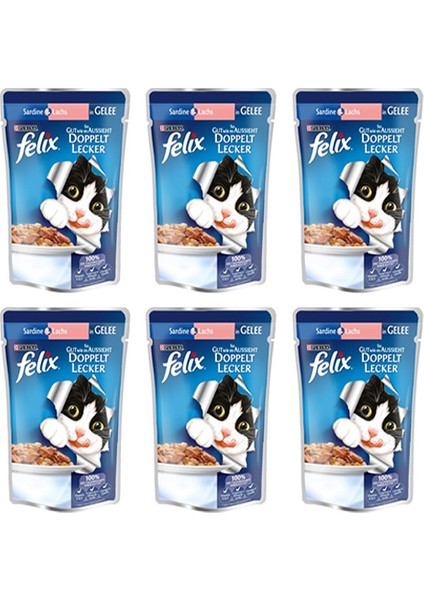 Purina Felix Çifte Lezzet Somon & Sardalya Yaş Kedi Maması 85 gr (6 Al 5 Öde)
