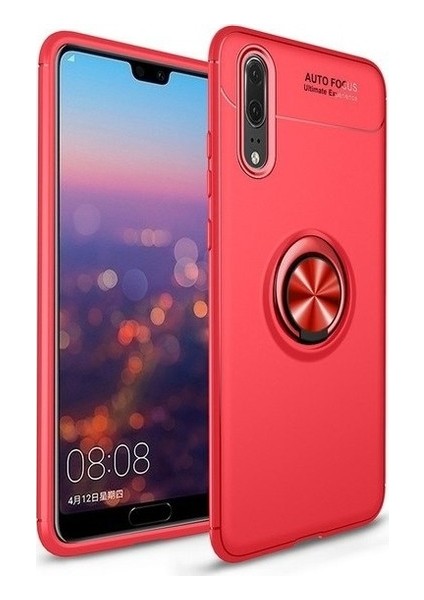 Huawei 20 Pro Kılıf Ultra Lüx Araç İçi Mıknatıslı Yüzüklü 20 Pro Kılıf Kırmızı