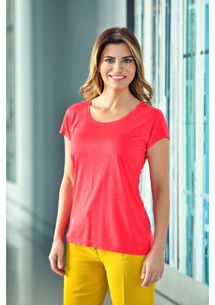 Basic Kısa Kollu T-Shirt Coral