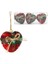 3lü Jüt Kumaş Kaplı Kalp Cici Süs Kırmızı 8 cm 1