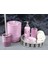 Marble 5 Parça Polyester Banyo Seti - Vişne 1