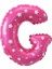 G Harfi Buldum Pembe Kalp Buldum Folyo Balon 40 cm 1